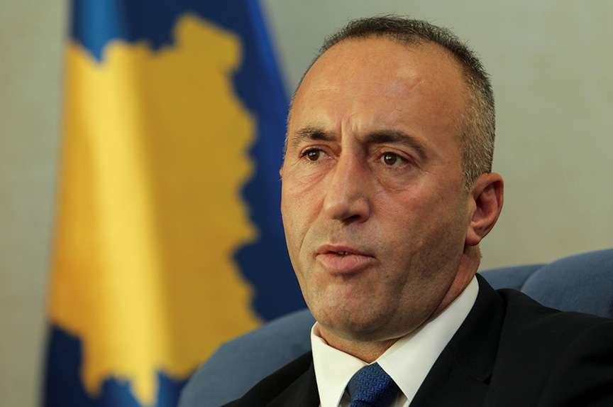Kosovo's Prime Minister Haradinaj talks during an interview withe Reuters in Pristina